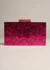 Magenta Pink Box Clutch With Shimmer Glitter All Over Online - Kalki Fashion