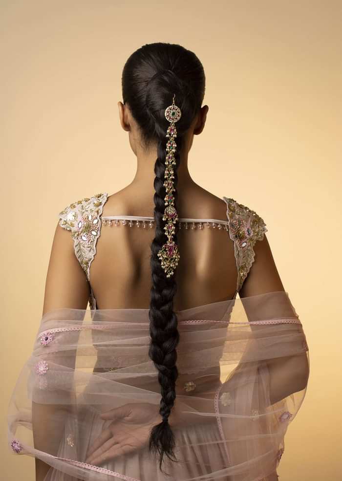 22K Gold Plated Kundan Braid Pin With High-Grade Shell Pearls