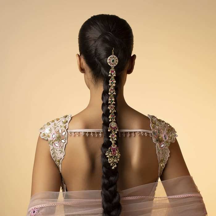 22K Gold Plated Kundan Braid Pin With High-Grade Shell Pearls