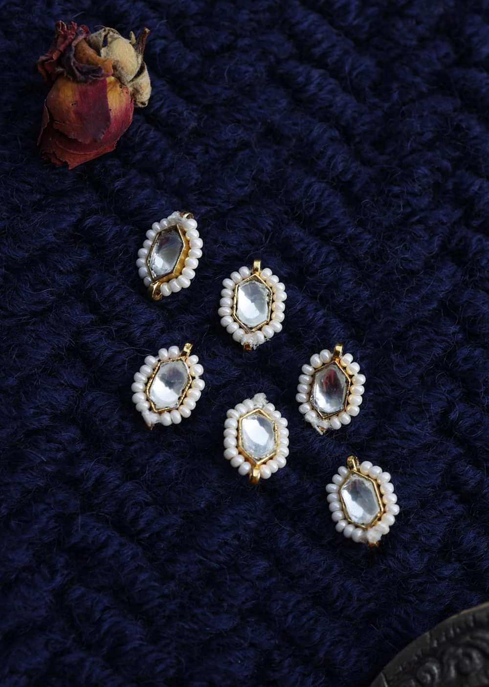 22k Gold Plated Kundan Braid Pins In Silver Alloy