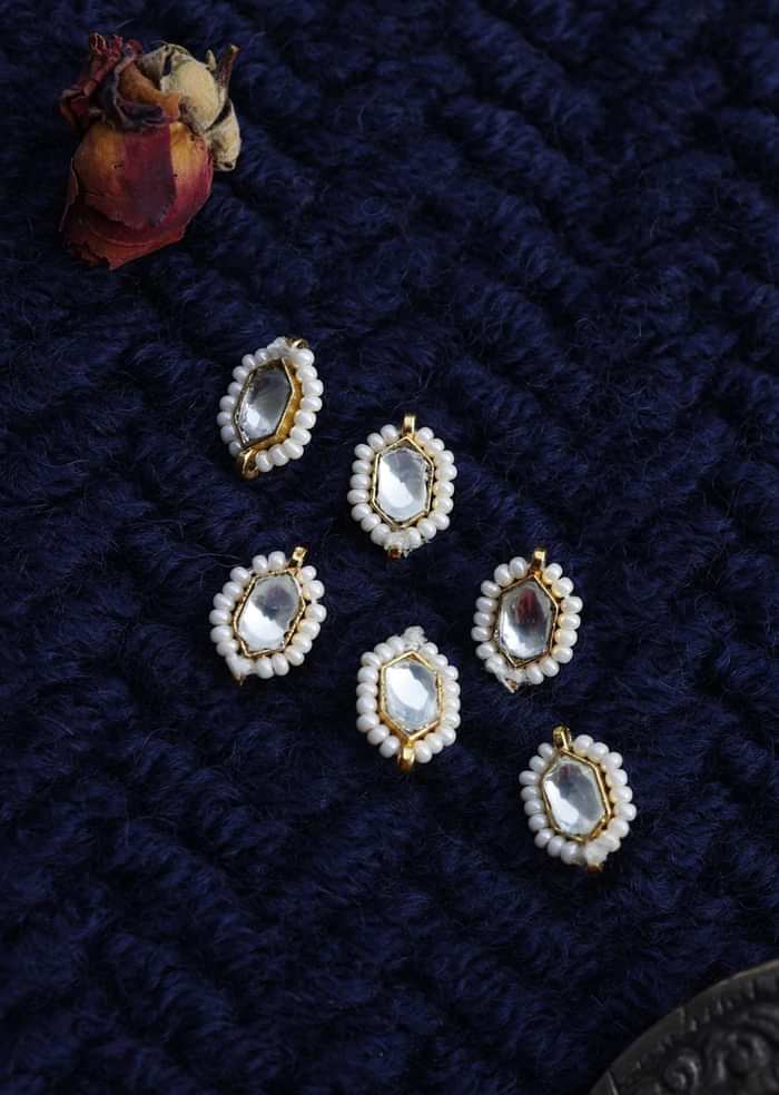 22k Gold Plated Kundan Braid Pins In Silver Alloy