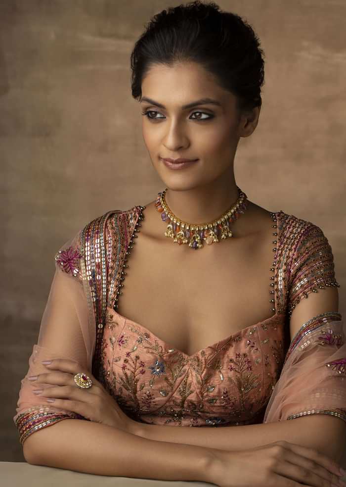 22K Gold Plated Kundan Necklace With Natural Stones