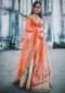 Mint blue lehenga in raw silk enhanced in zari patchwork embroidery only on Kalki