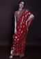 Red brocade silk saree in floral butti and golden border only on kalki