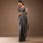 Steel Grey Tissue Organza Saree With Sequin Embroidery Blouse Crafted In Satin With A V Neckline