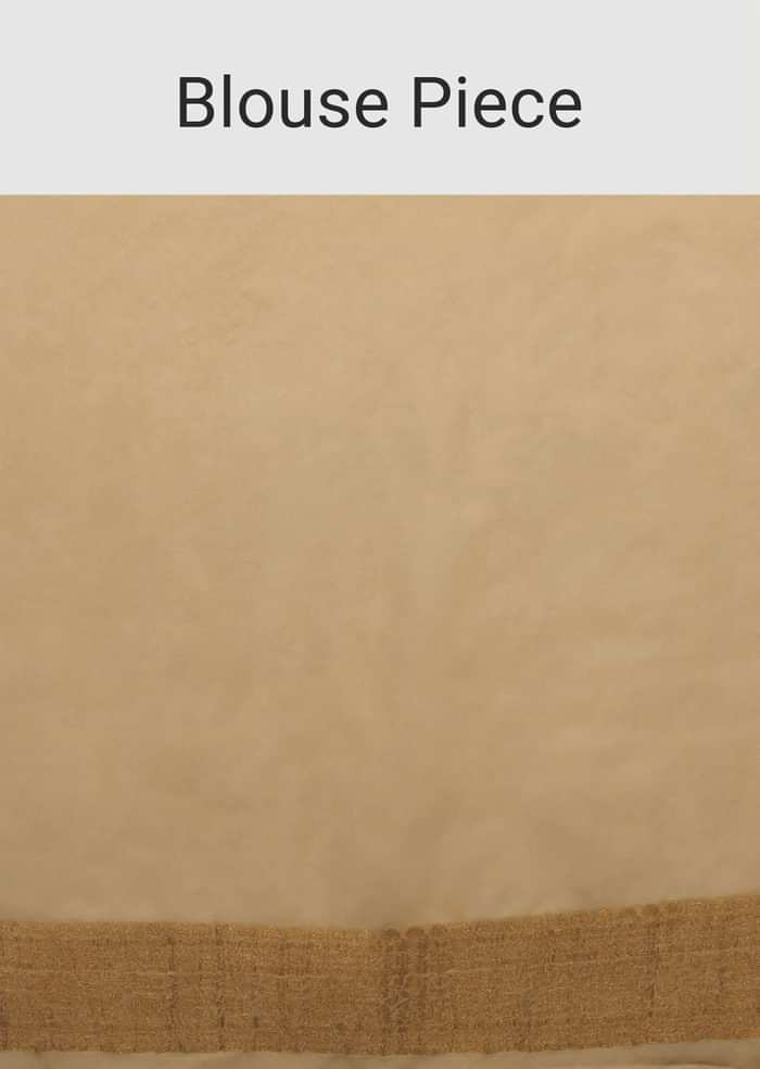 Gold Saree In Georgette With Woven Diagonal Stripes, Floral Pallu And Unstitched Blouse