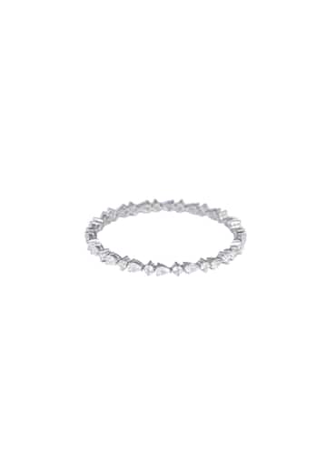 92.5 Sterling Silver Bangles With Zirconia Stones Set of 2