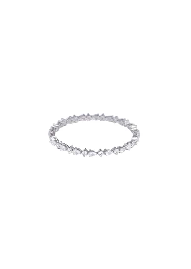 92.5 Sterling Silver Bangles With Zirconia Stones Set of 2