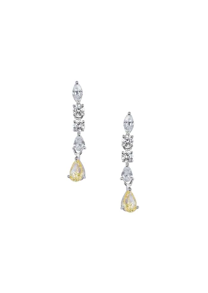 92.5 Sterling Silver Drop Pendant Necklace Set With Zirconia