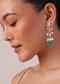92.5 Sterling Silver Emerald Drop Pendant Necklace Set
