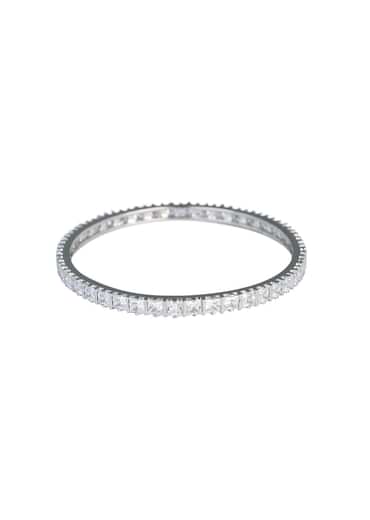 92.5 Sterling Silver Finish Zirconia Bangles Set of 2