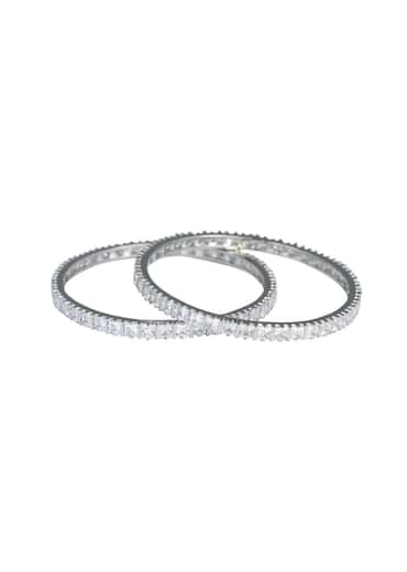 92.5 Sterling Silver Finish Zirconia Bangles Set of 2