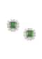 92.5 Sterling Silver Floral Studs with Green Cubic Stone