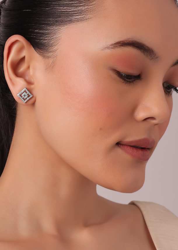 92.5 Sterling Silver Geometric Pendant Necklace Set