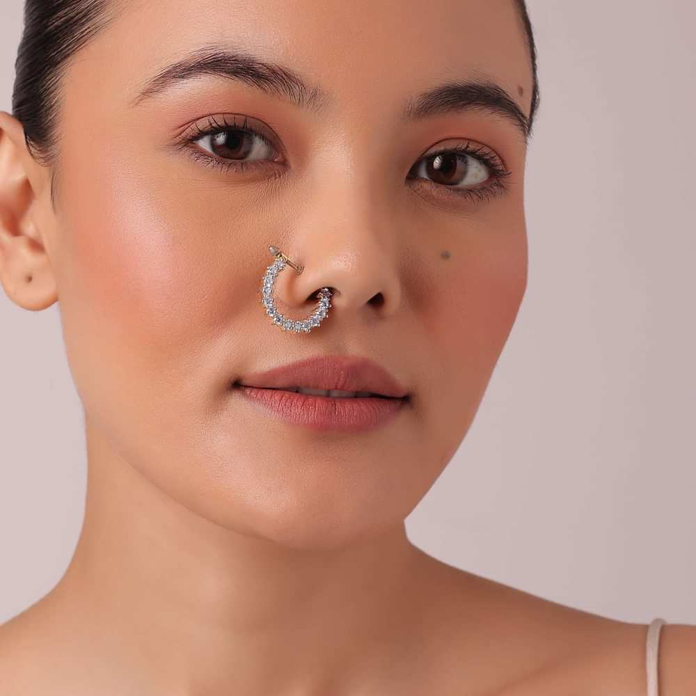 92.5 Sterling Silver Nose Ring With Zirconia