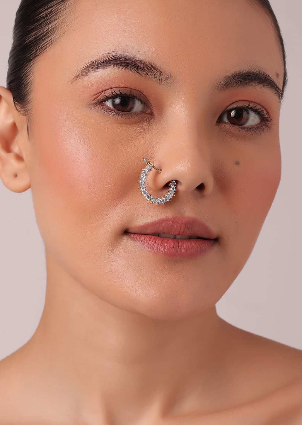 92.5 Sterling Silver Nose Ring With Zirconia
