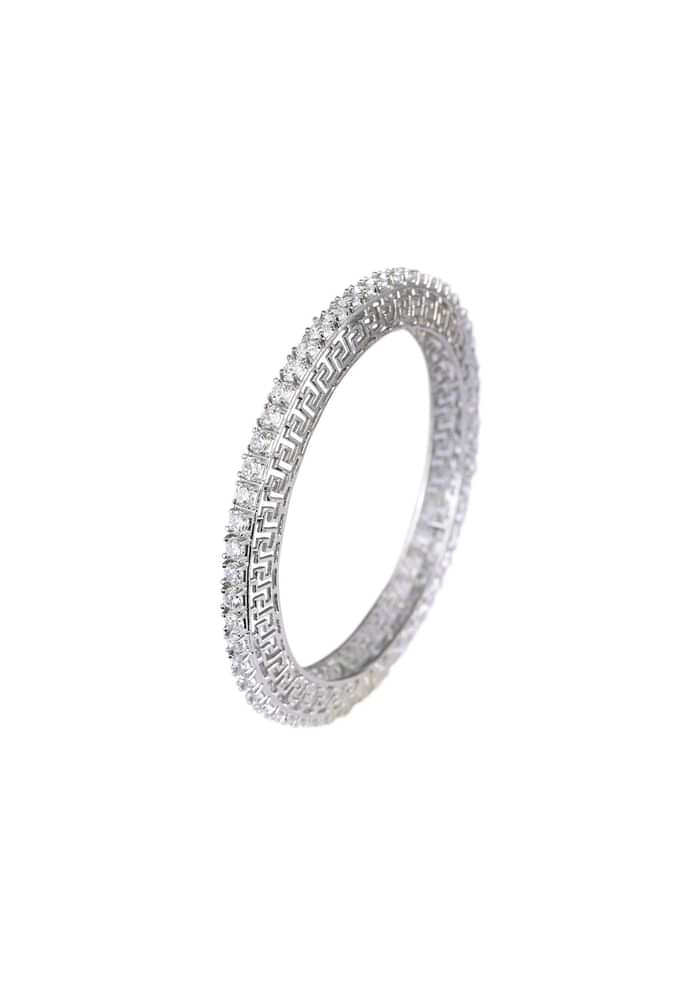 92.5 Sterling Silver Zirconia Bangles Set of 2