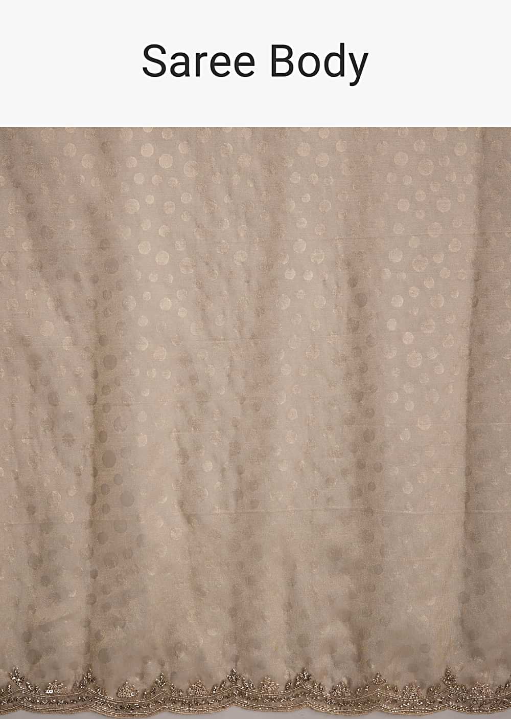 Beige Jacquard Saree With Sequin And Stone Embroidery