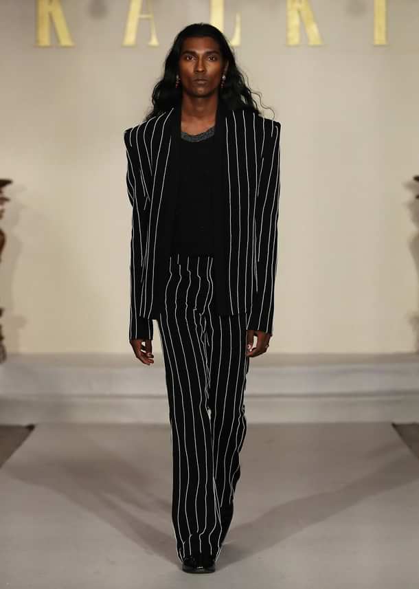 Black Indo Western Suit For Men With Sequins And Pearls