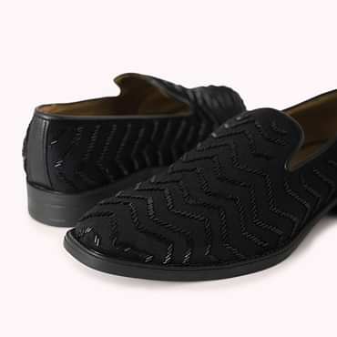 Black Velvet Juttis With Cutdana Work