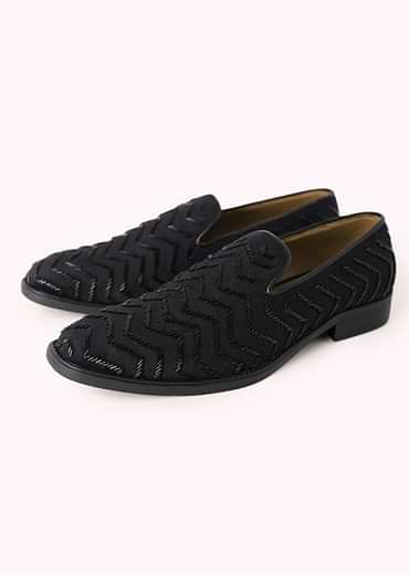 Black Velvet Juttis With Cutdana Work