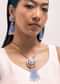 Blue And Rose Gold Finish Necklace Set With Enamel Work