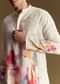 Cream Linen Kurta Set With Abstract Artistic Print