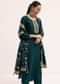 Dark Green Silk Kurta Set With Dupatta