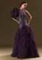 Deep Violet Mermaid Fit Asymmetric Gown With Ruffle Detailing