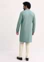 Green Handwork Embroidered Kurta Set For Men