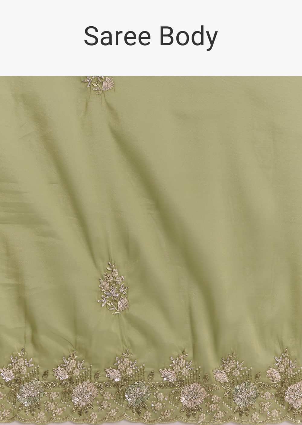 Green Tissue Saree With Bead And Sequin Embroidery