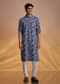 Navy Blue Cotton Silk Kurta With Thread Work