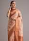 Light Yellow Tissue Silk Floral Printed Saree With Zari Woven Border