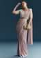 Lilac Ready Pleated Saree With Sequins And Moti Work