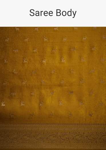 Mustard Yellow Dola Silk Saree With Woven Patterns