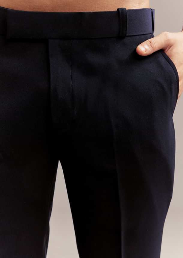 Navy Blue Jodhpuri Bandhgala Suit For Men With Thread Embroidery