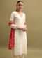 Off White And Red Cotton Silk Kurta Set With Dupatta