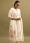 Off White Thread Woven Kurta Set With Dupatta
