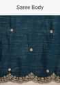 Peacock Blue Tissue Saree With Sequin And Cutdana Border And Unstitched Blouse