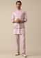 Pink Jacket And Kurta Set With Floral Motif Thread Work
