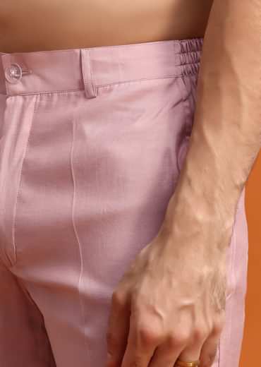 Pink Embroidered Silk Jodhpuri Set For Men