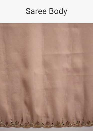 Pink Tissue Saree With Cutdana And Mirror Embroidery