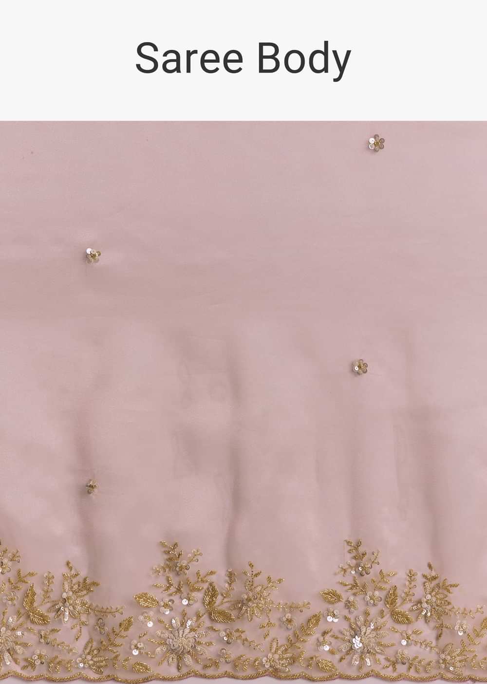 Pink Tissue Saree With Golden Sequin Embroidery