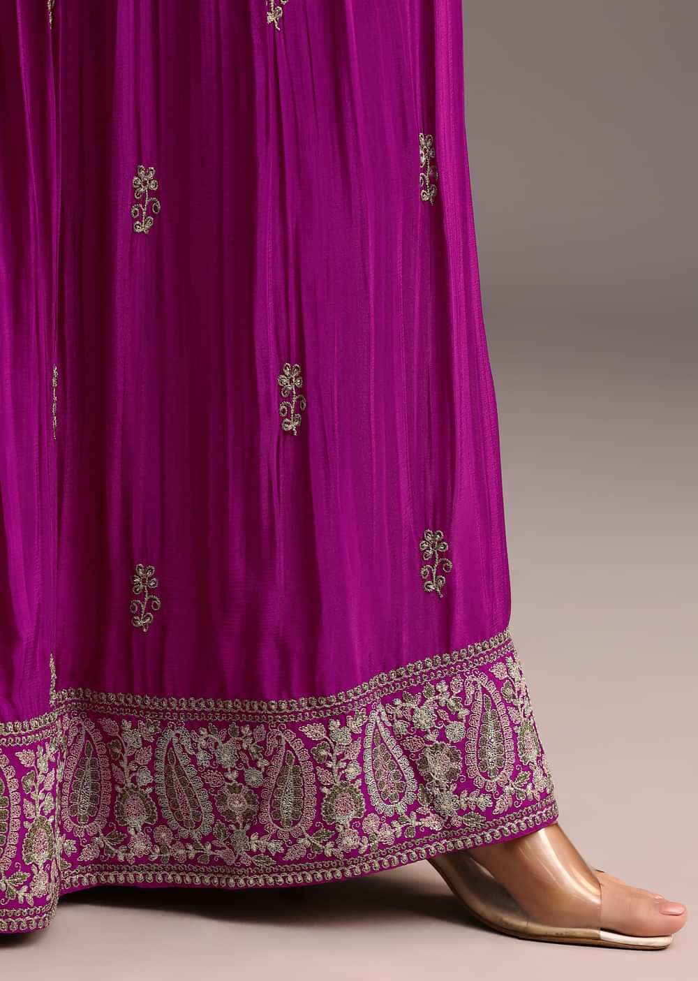 Purple Resham Work Sharara Set With Dupatta