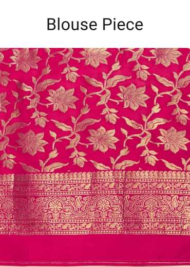 Rani Pink Tissue Silk Saree With Zari Border And Butti Work