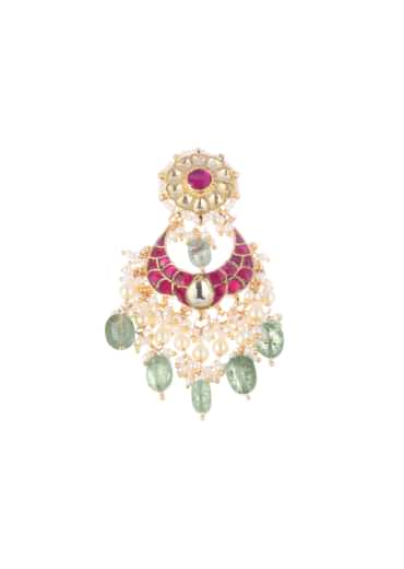 Ruby Stone Gold Finish Choker Set With Kundan Work In Mix Metal