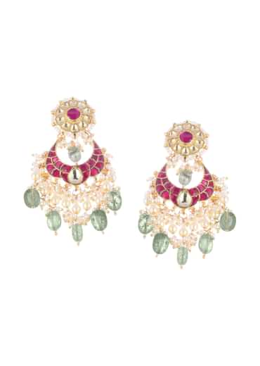 Ruby Stone Gold Finish Choker Set With Kundan Work In Mix Metal