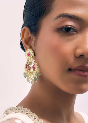 Ruby Stone Gold Finish Choker Set With Kundan Work In Mix Metal