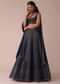 Navy Blue Wrinkle Satin Lehenga With Swarovski Crystals