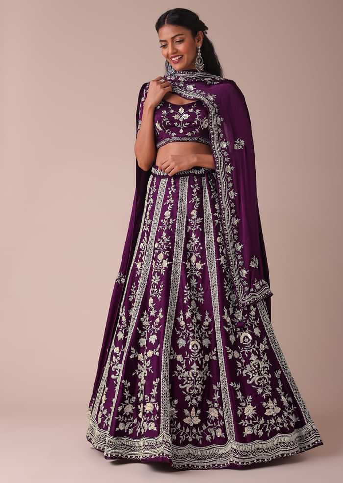 Mulberry Purple Lehenga With Handwork Embroidery